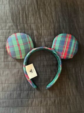 Disney Plaid Minnie Ears Headband in Green and Red